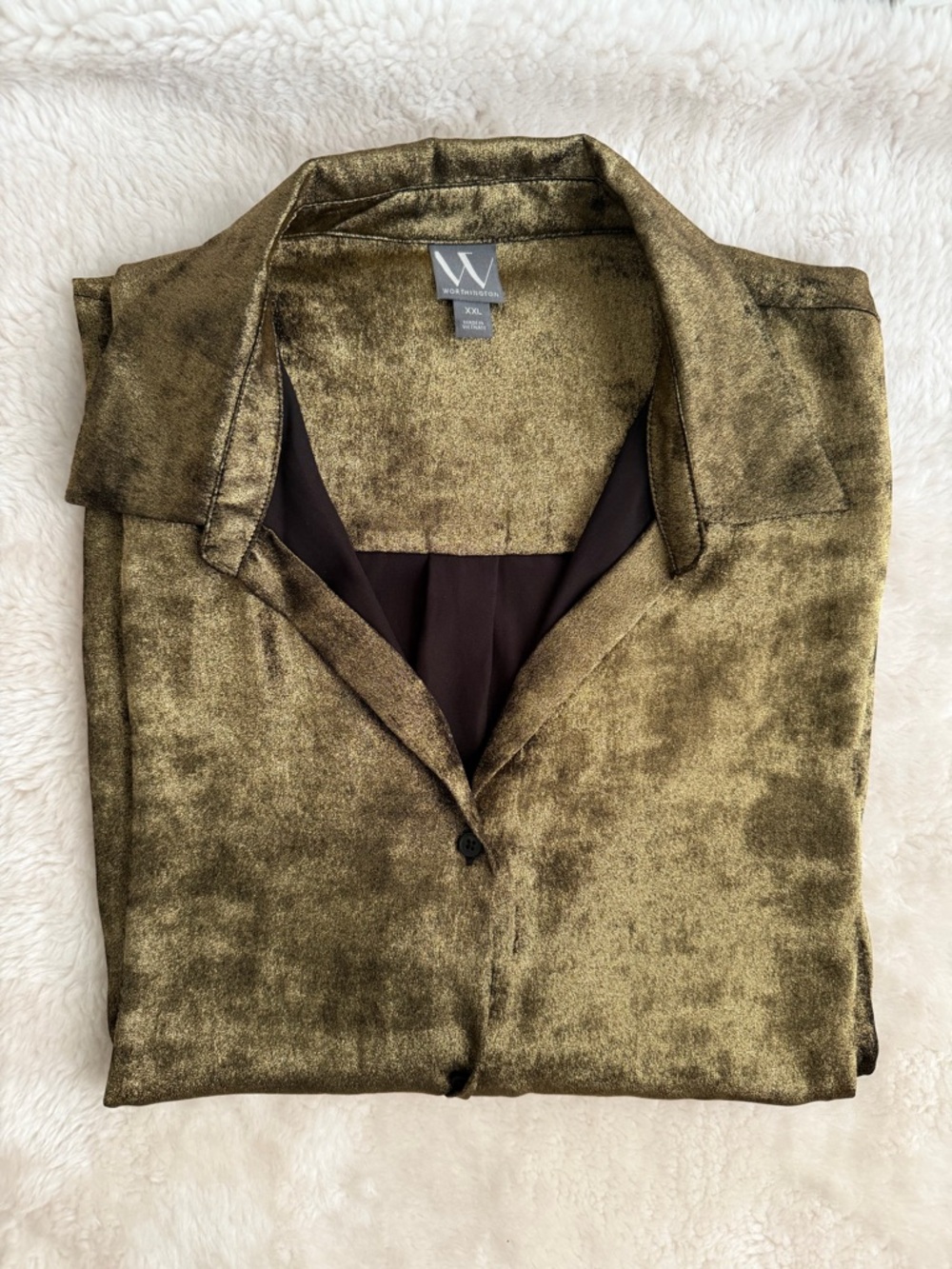 Worthington Button Down Satin Shirt size XXL - Picture 12 of 15